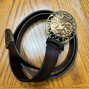 Chico's Womens Belt- Ornate
Baroque Buckle Brown Western Genuine
Leather. Sz. S